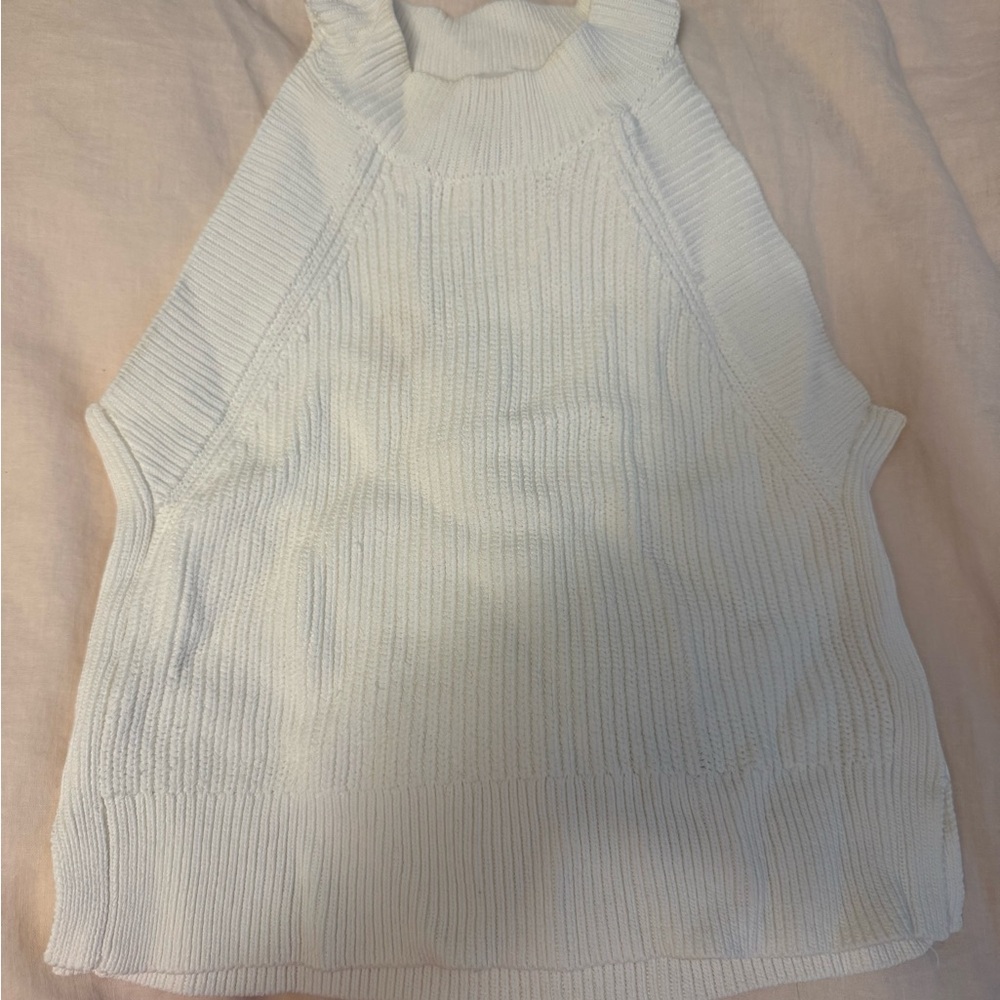 Women's Sleeveless Knit Top - Wilfred ribbed top white
